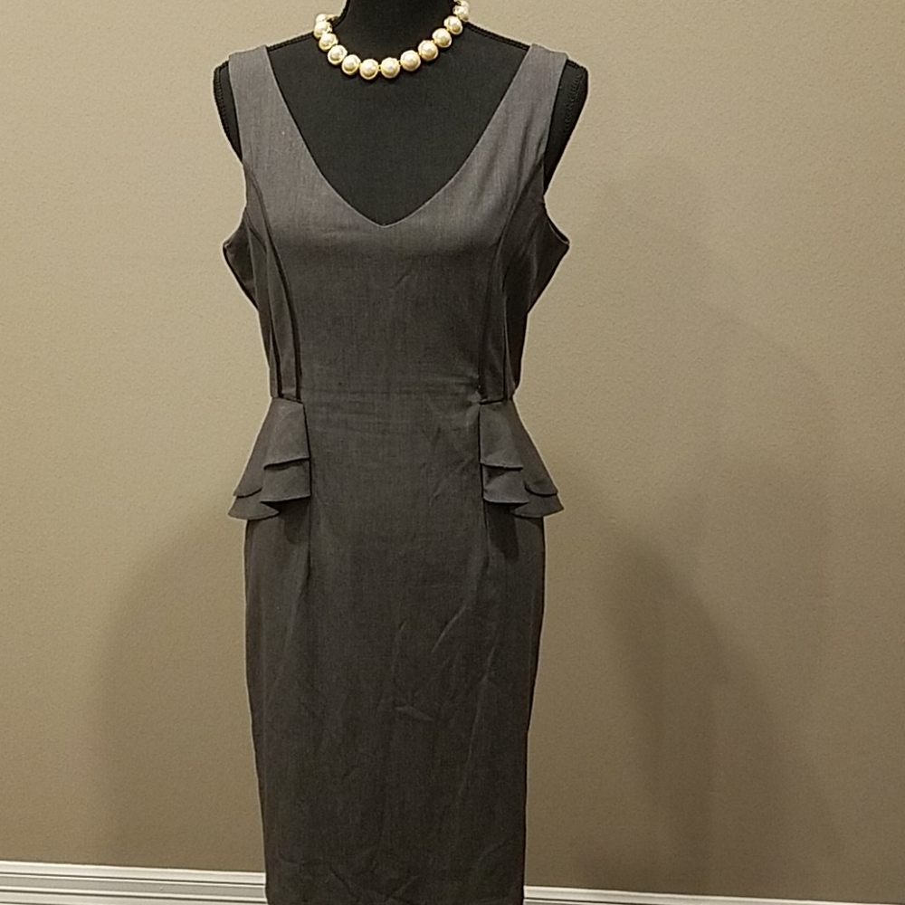 New York and Company Grey Peplum Sheath Dress